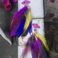 Janis - Sexy Purple Gold Butterfly Feather Earrings