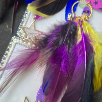 Janis - Sexy Purple Gold Butterfly Feather Earrings