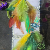 Sara - Green Yellow Feather Earrings