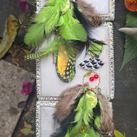 Tiffany - Green Festival Feather Earrings