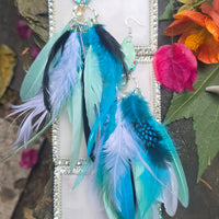 Michelle - Blue Mint Feather Earrings