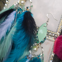 Michelle - Blue Mint Feather Earrings