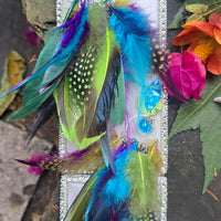 Vivian - Blue Lime Boho Feather Earrings