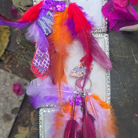 Jodi - Purple Festival Feather Earrings