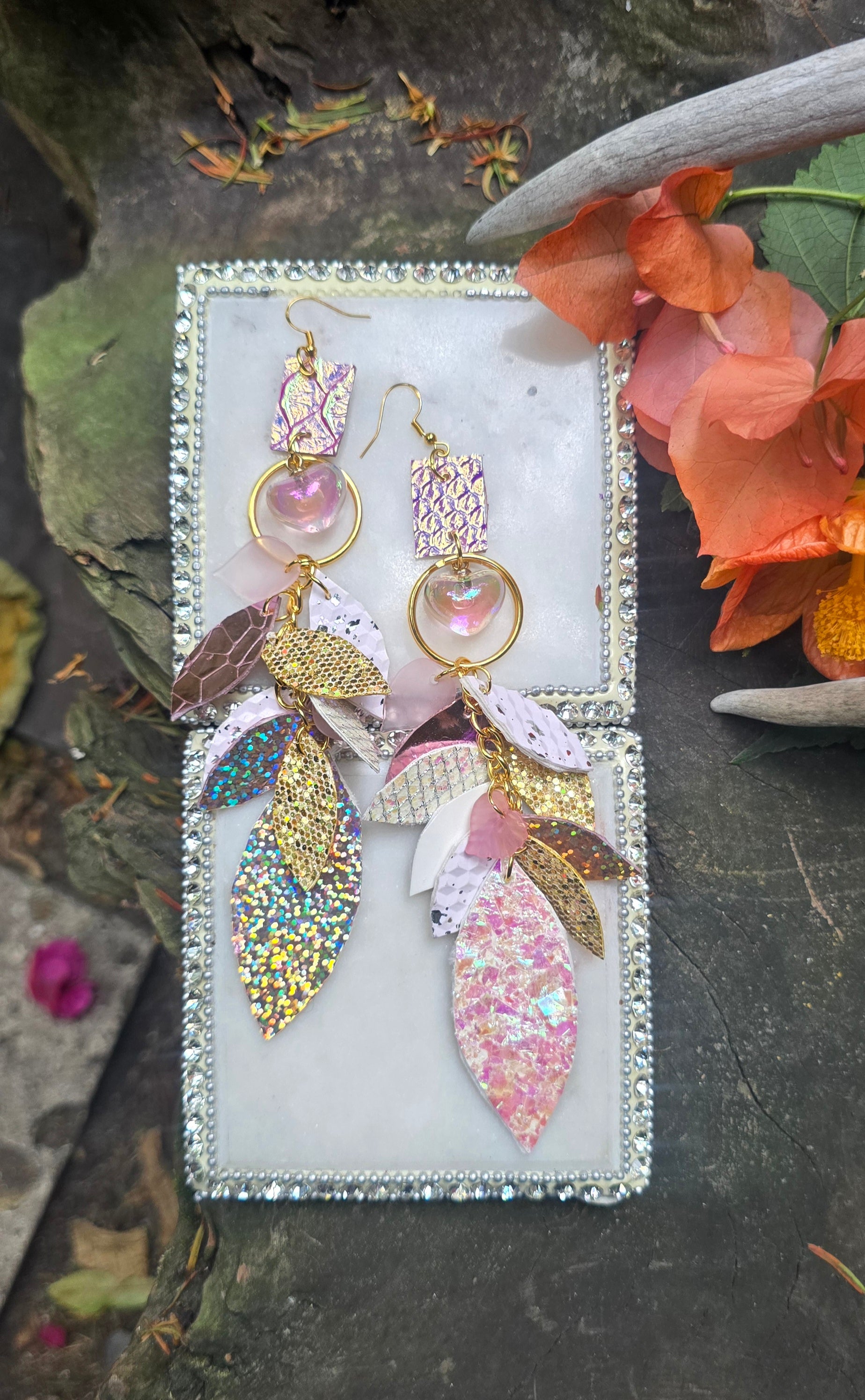 Jocelyn - Pink Iridescent Dangle Earrings