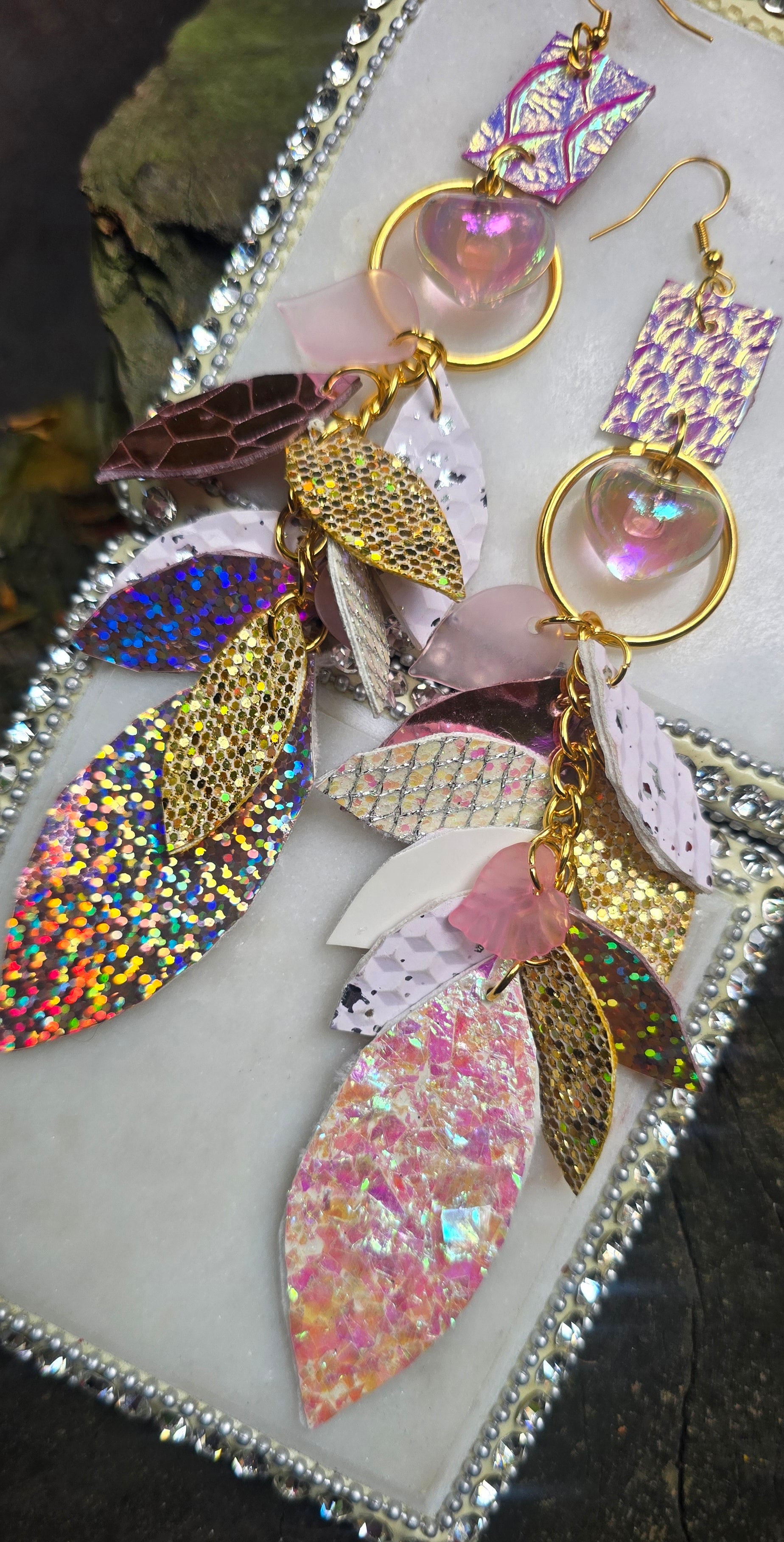 Jocelyn - Pink Iridescent Dangle Earrings