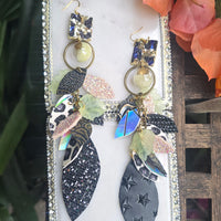 Noel - Black Animal Print Chandelier Earrings