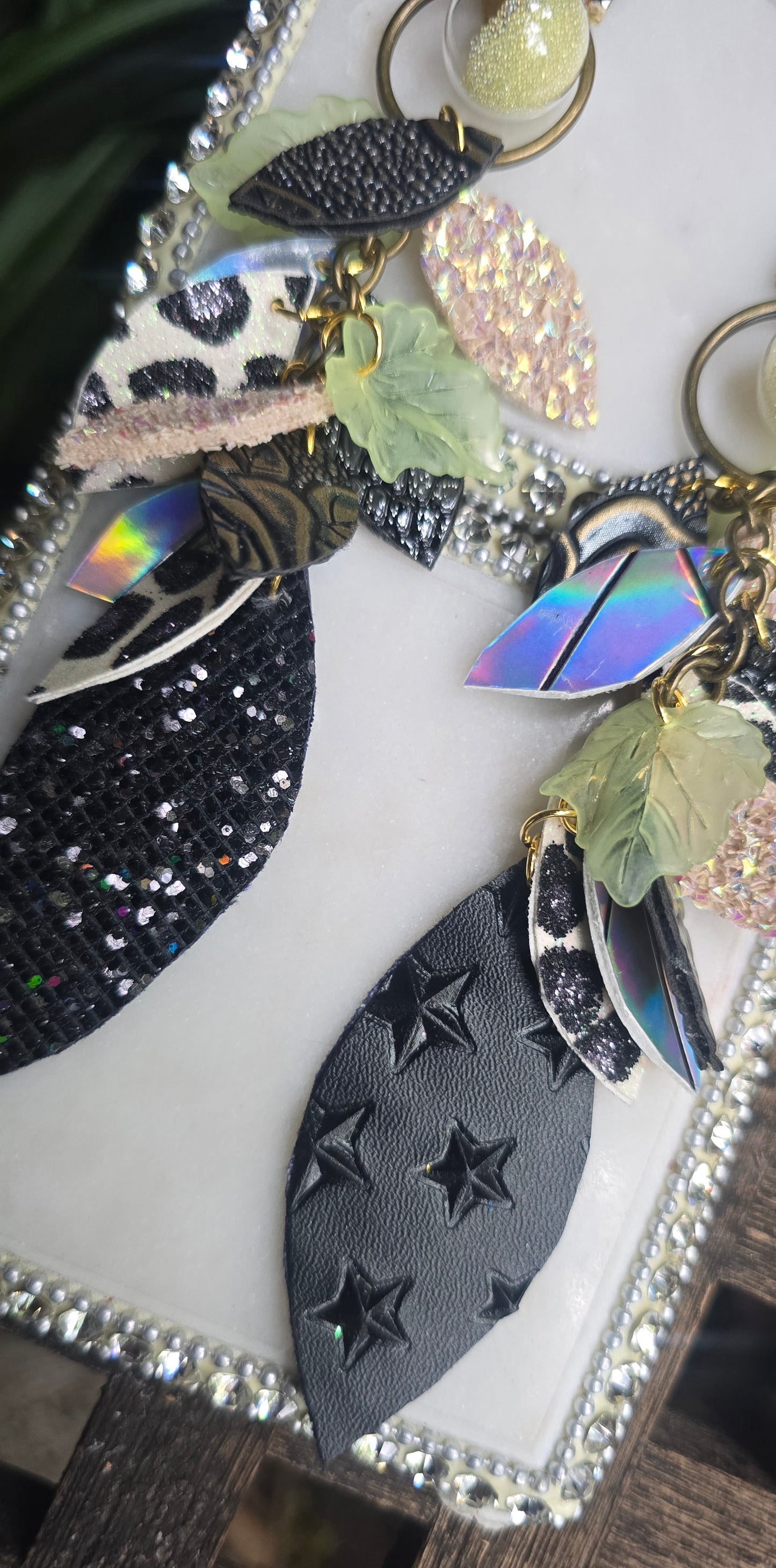 Noel - Black Animal Print Chandelier Earrings
