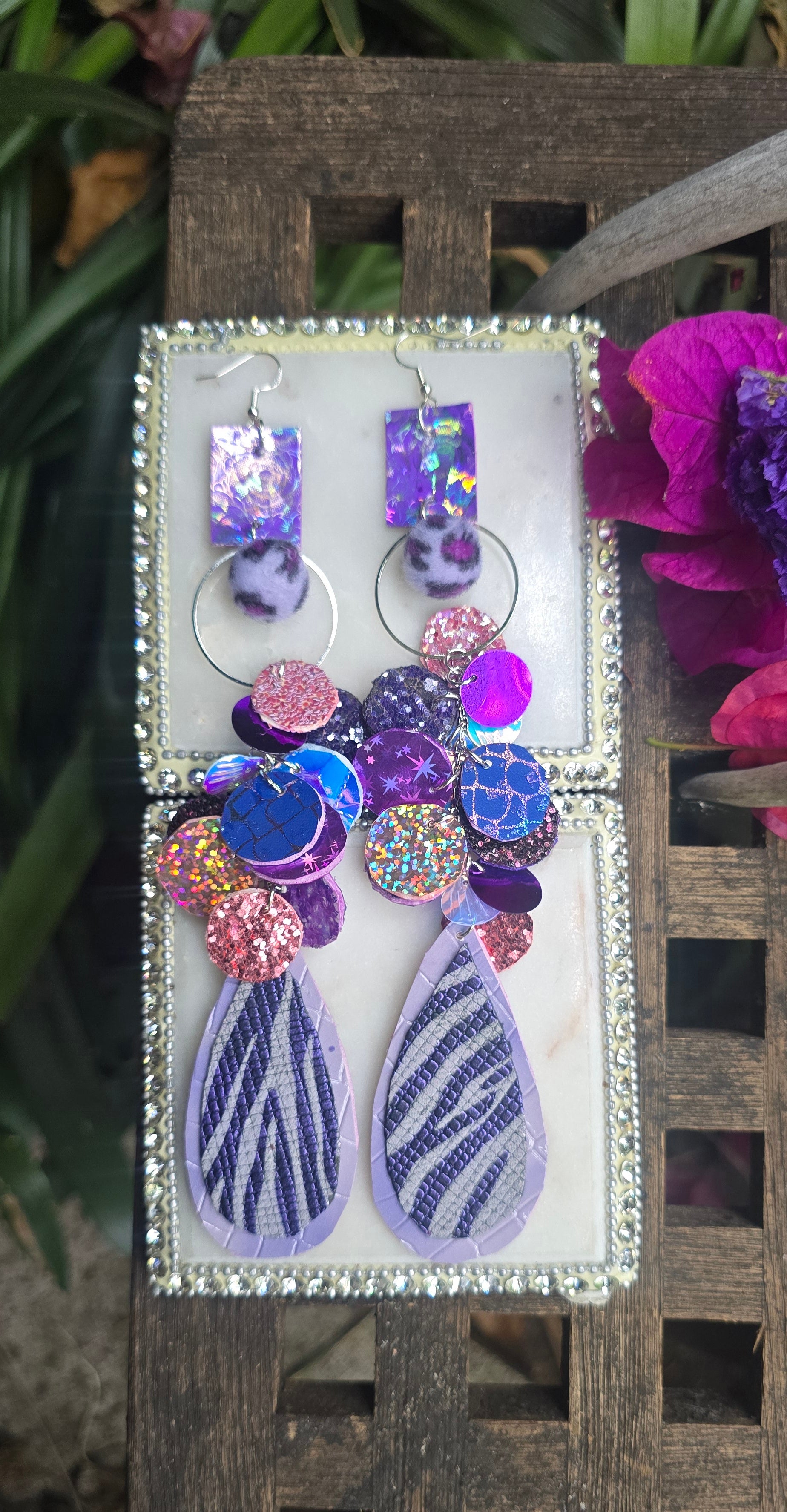 Sharon - Purple Long Dangle Earrings