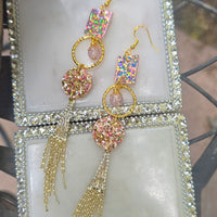 Lisa - Pink Sparkly Dangle Earrings