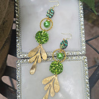 Kelly - Green Glittery Dangle Earrings