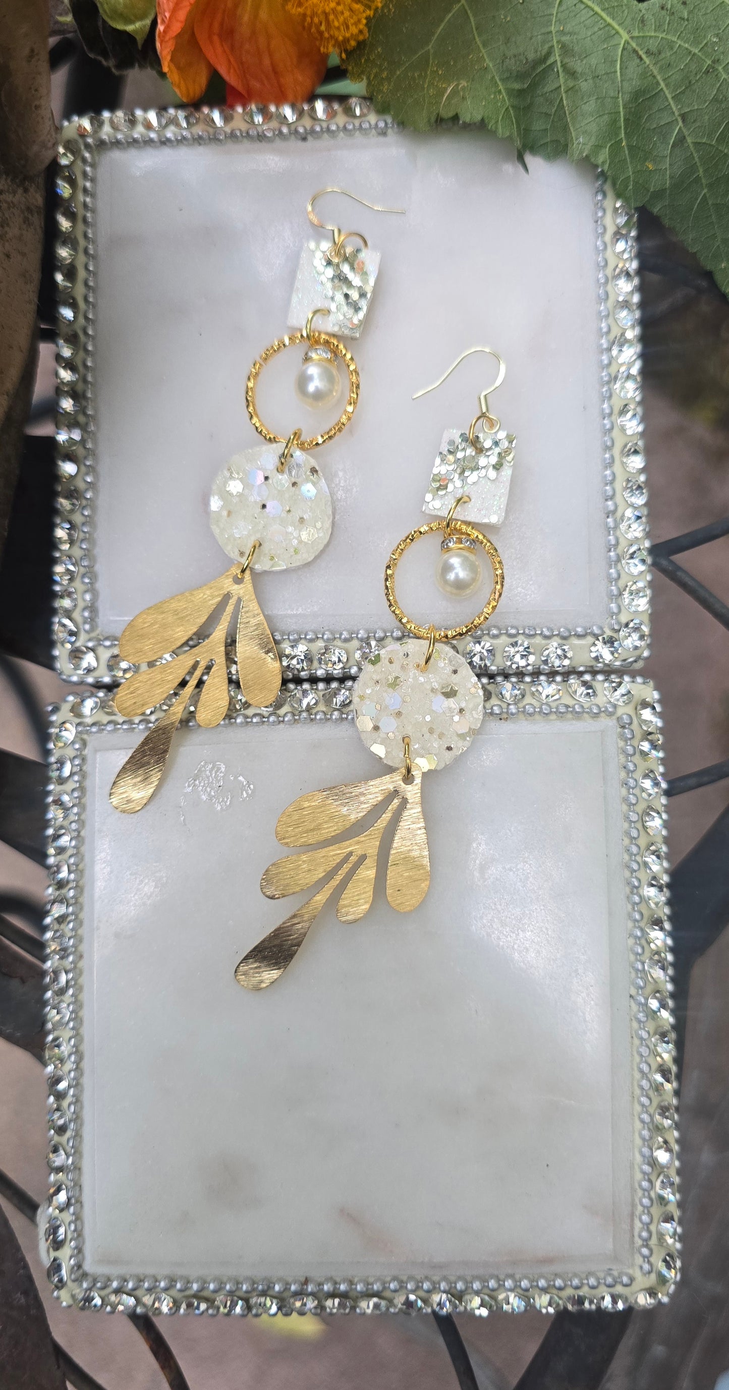 Helen - White Dangle Earrings