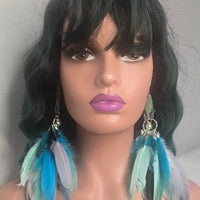 Michelle - Blue Mint Feather Earrings