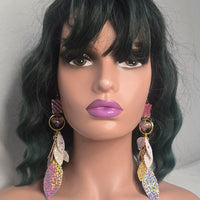 Jocelyn - Pink Iridescent Dangle Earrings