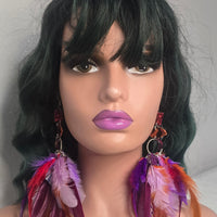 Jodi - Purple Festival Feather Earrings