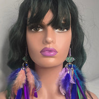 JoAnna - Blue Purple Feather Earrings