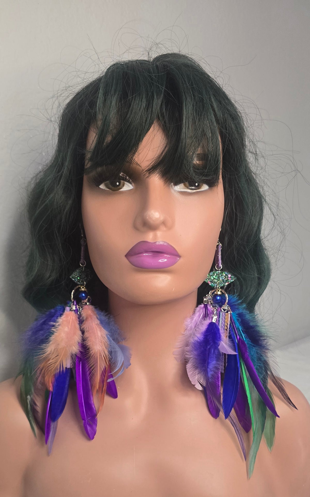 JoAnna - Blue Purple Feather Earrings