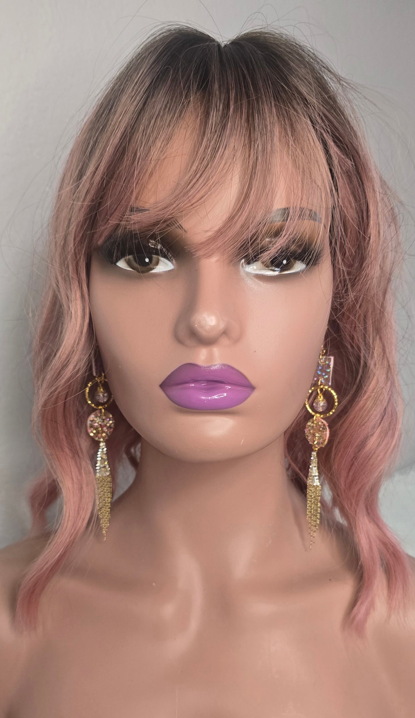 Lisa - Pink Sparkly Dangle Earrings