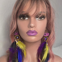 Janis - Sexy Purple Gold Butterfly Feather Earrings