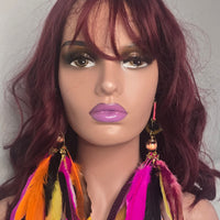 Gina - Bright Fun Butterfly Feather Earrings