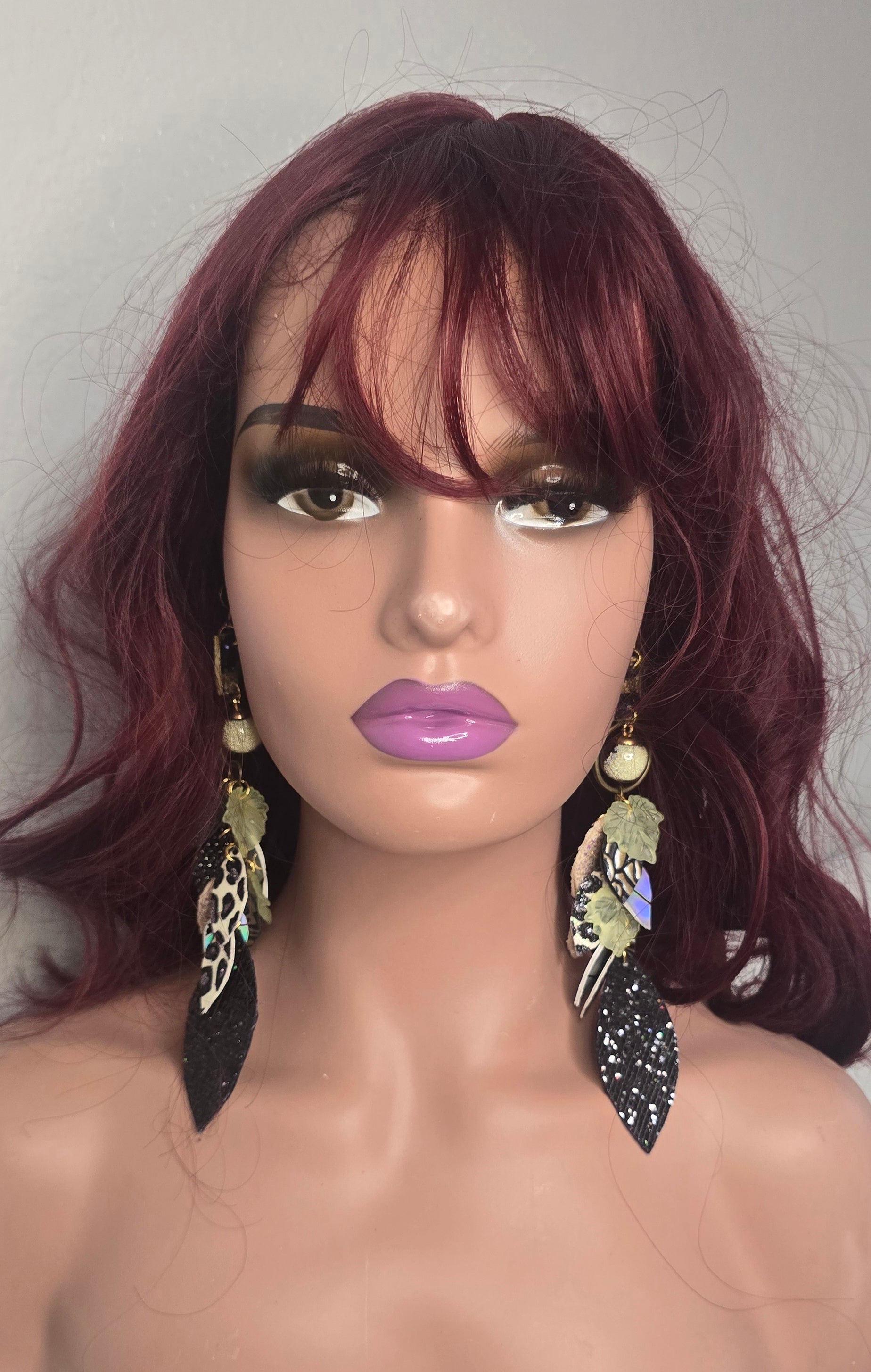 Noel - Black Animal Print Chandelier Earrings