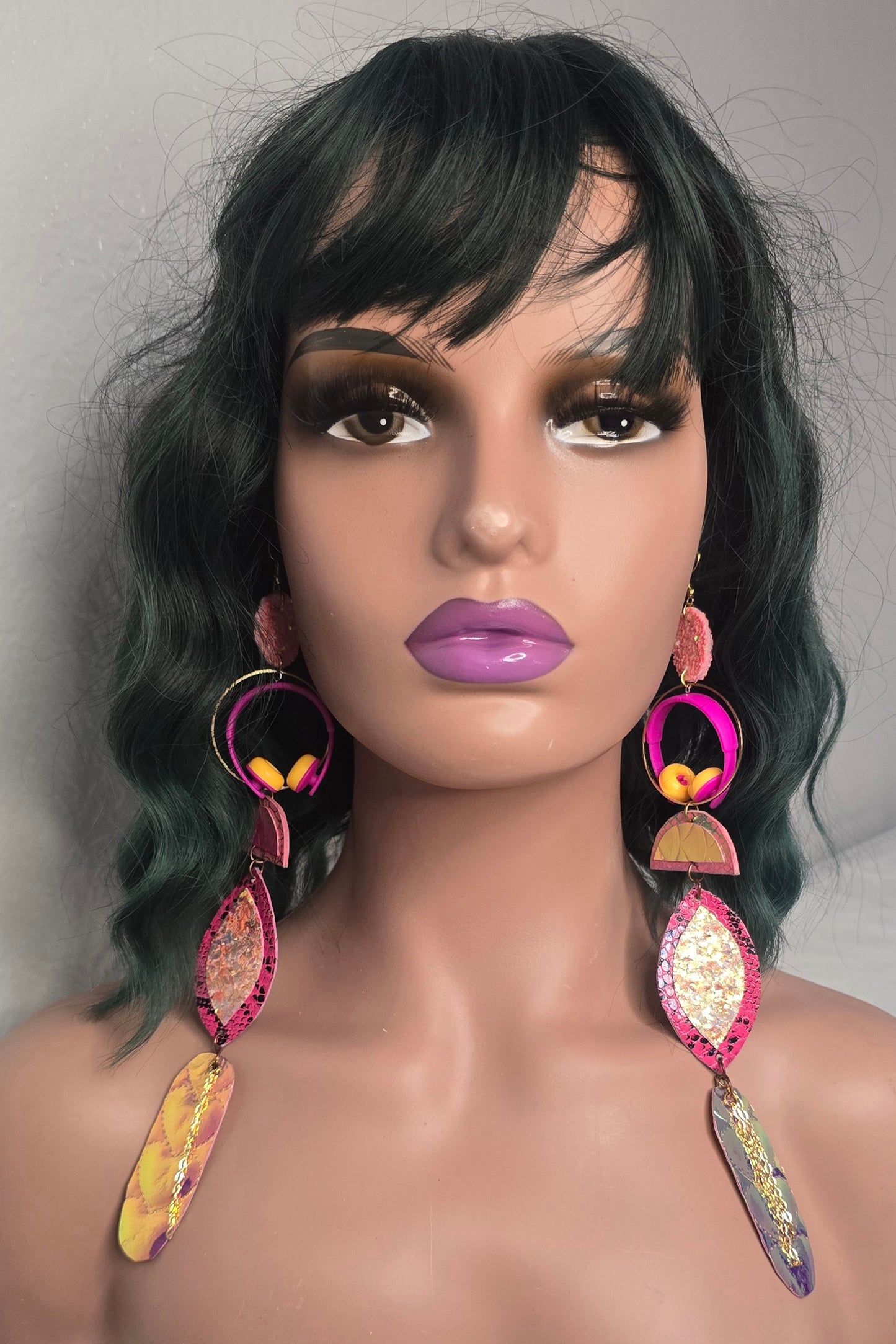Lily - Pink Holographic Statement Earrings