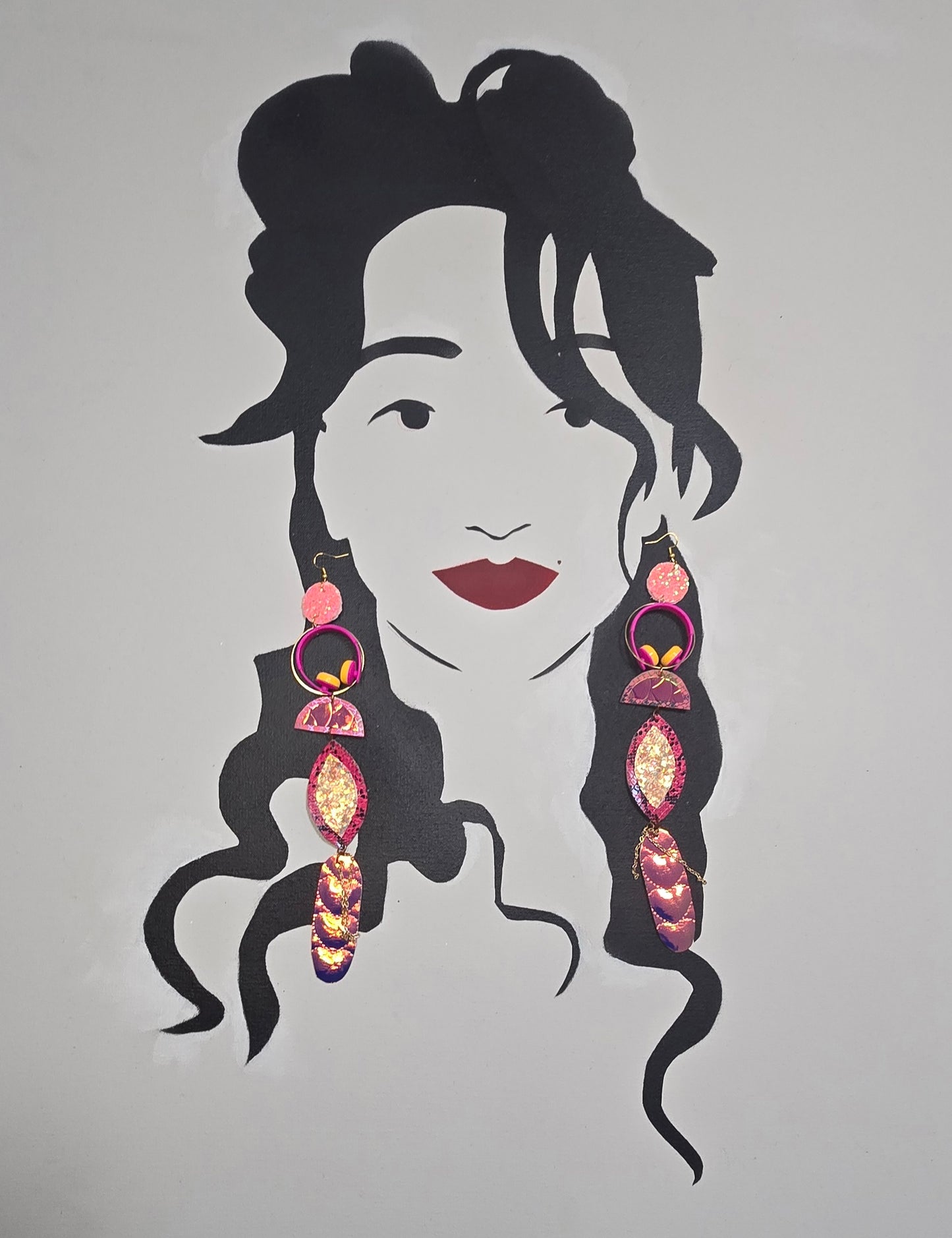 Lily - Pink Holographic Statement Earrings