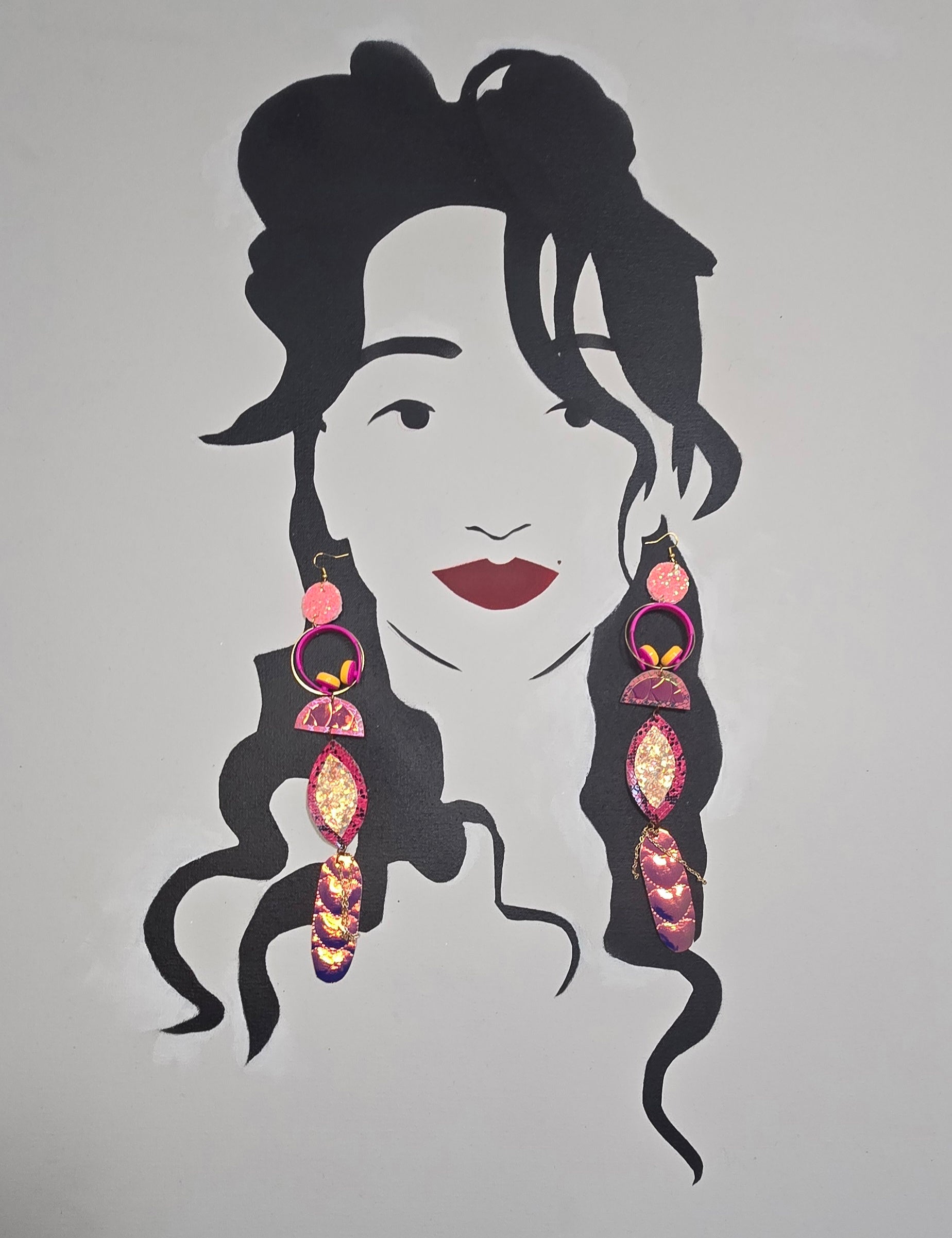 Lily - Pink Holographic Statement Earrings