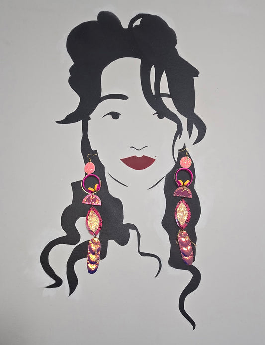 Lily - Pink Holographic Statement Earrings