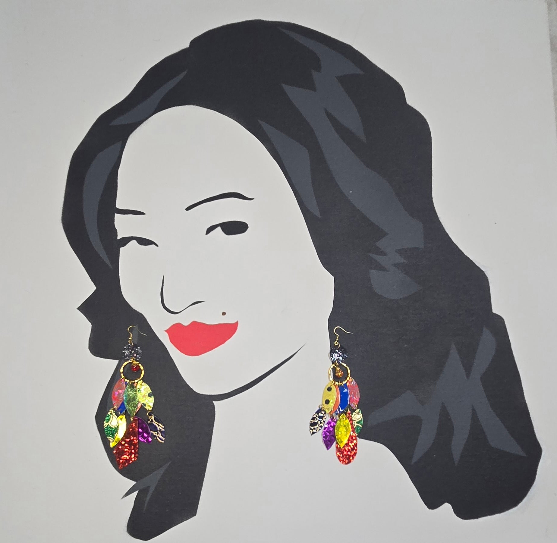Lonni - Multicolored Rainbow Geometric Chandelier Earrings