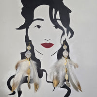 Eileen - White Gold Feather Earrings