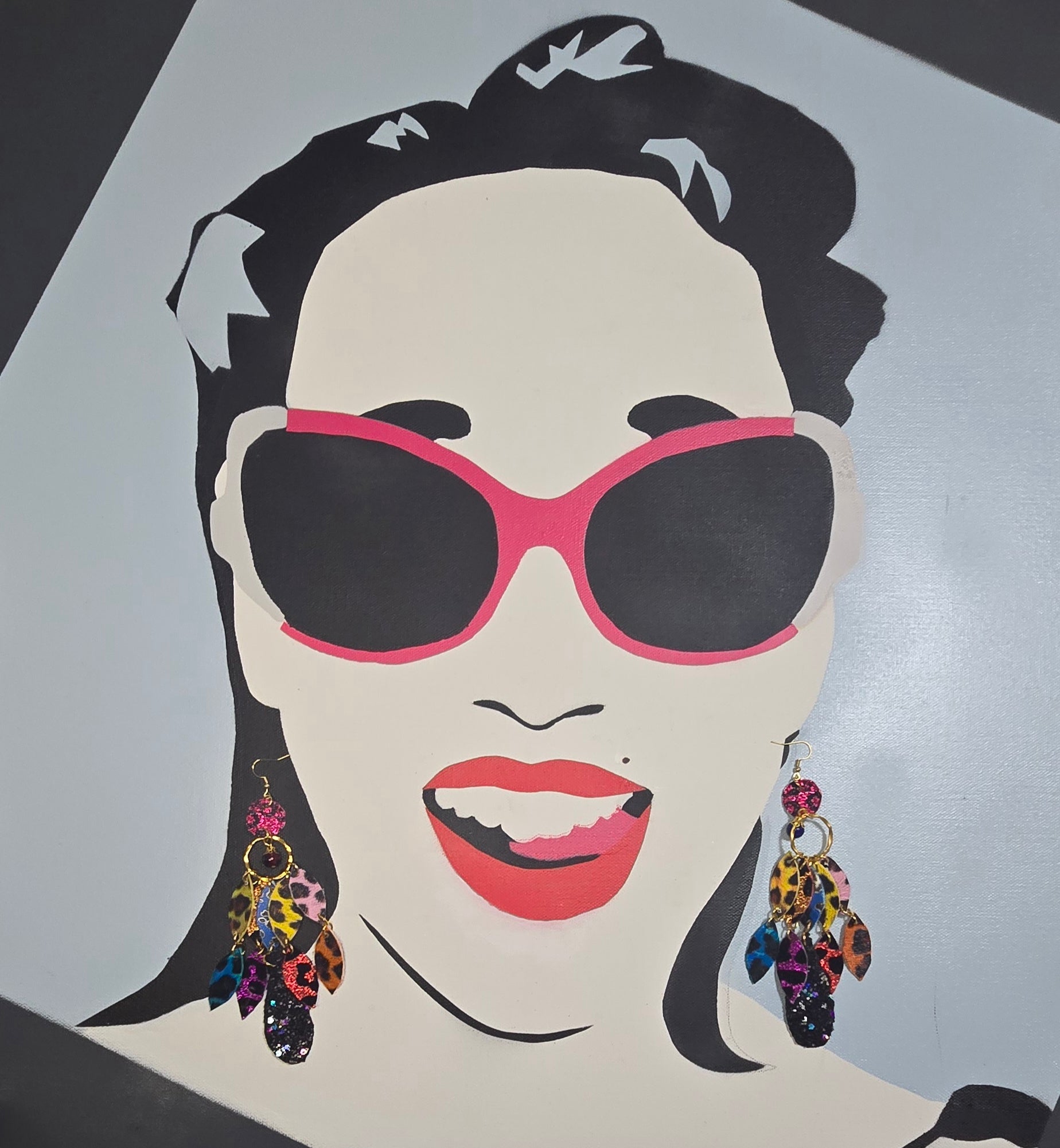 Bex - Multicolored Animal Print Chandelier Dangle Earrings