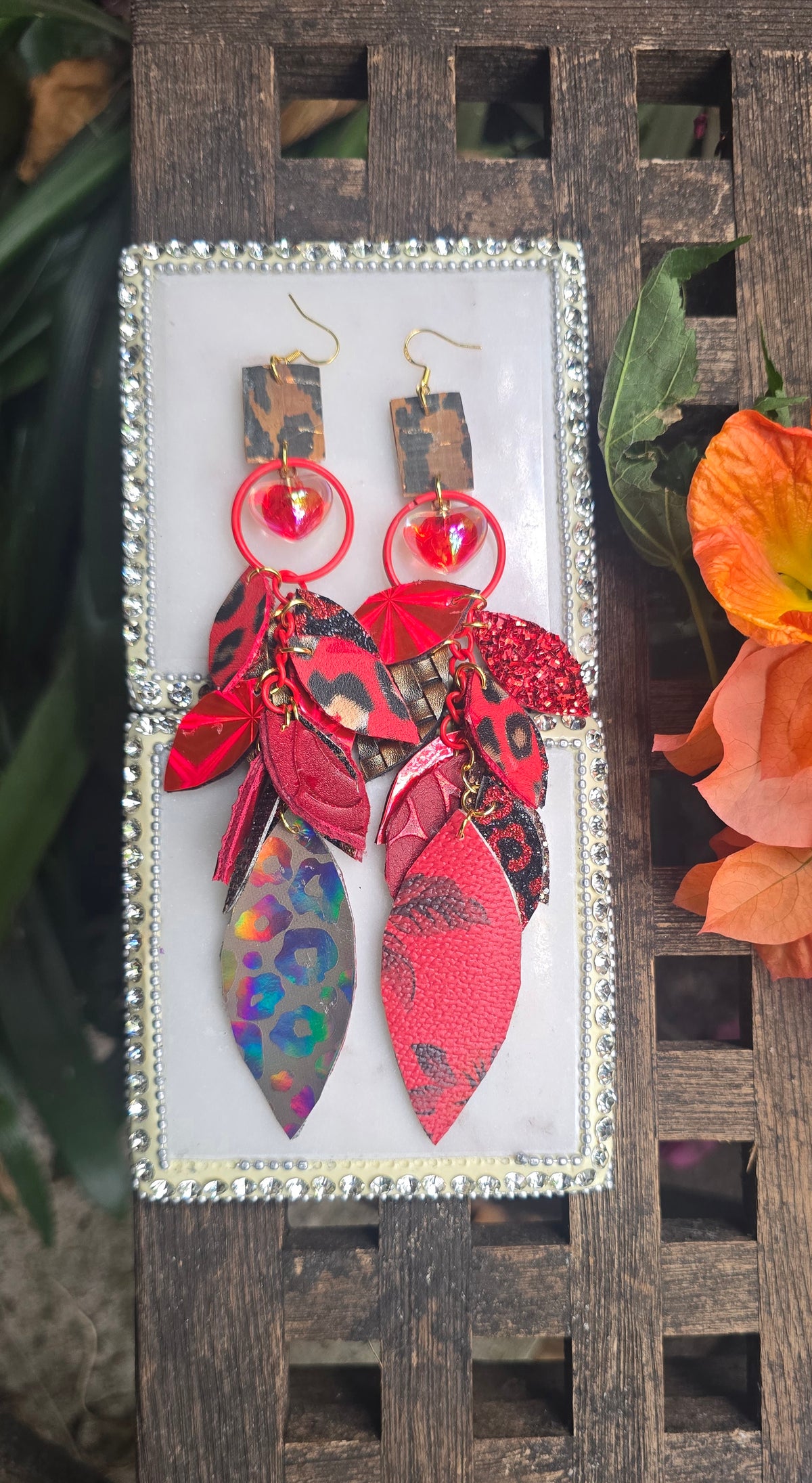 Caroline - Red Chandelier Dangle Earrings