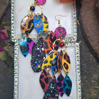 Bex - Multicolored Animal Print Chandelier Dangle Earrings