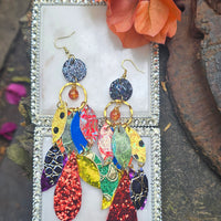 Lonni - Multicolored Rainbow Geometric Chandelier Earrings