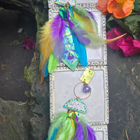 Sera - Lime Green Iridescent Feather Earrings