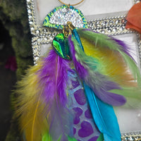 Sera - Lime Green Iridescent Feather Earrings