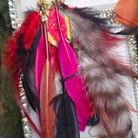 Sonja - Red Black Heart Feather Earrings