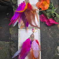 Lana - Hot Pink Festival Feather Earrings