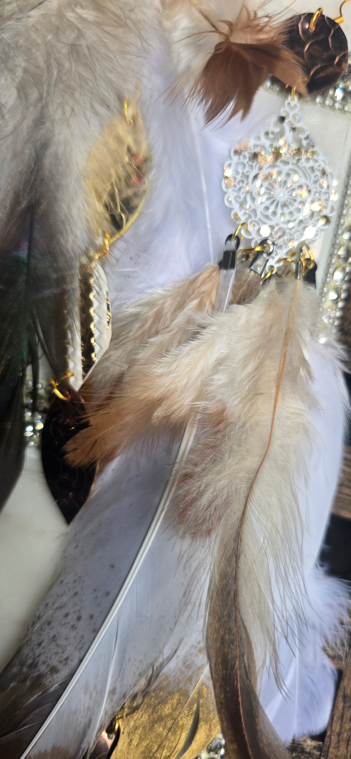 Eileen - White Gold Feather Earrings