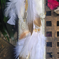 Eileen - White Gold Feather Earrings