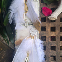 Eileen - White Gold Feather Earrings