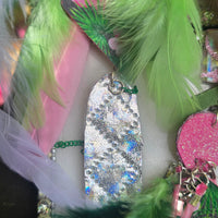 Mia - Green Flamingo Feather Earrings