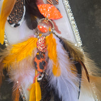 Nora - Orange Festival Feather Earrings