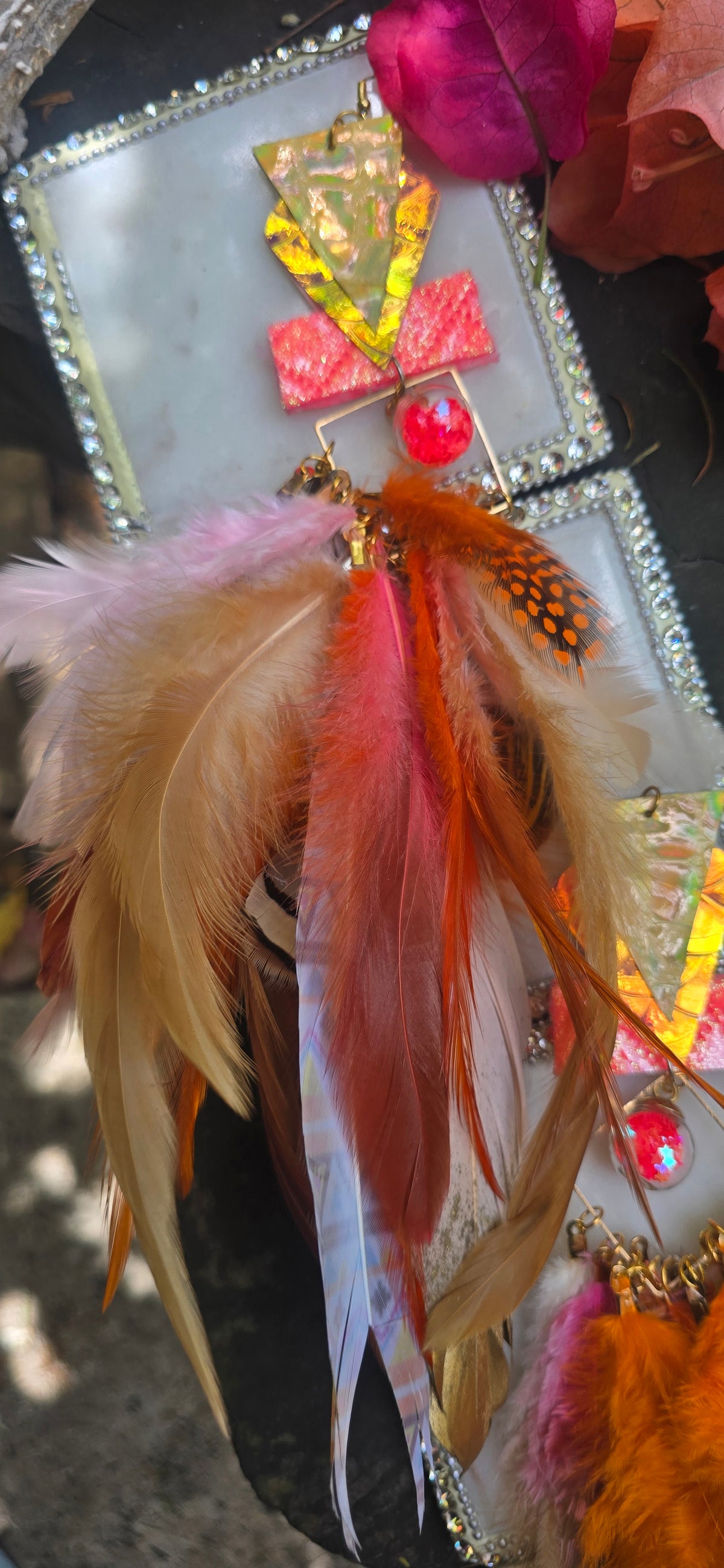Janel - Pretty in Pink Long Feather Earrings