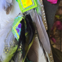 Melanie - Lime Green Festival Feather Earrings