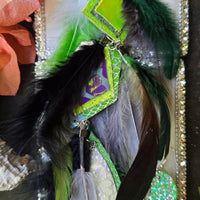 Melanie - Lime Green Festival Feather Earrings