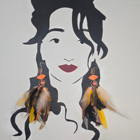 Nora - Orange Festival Feather Earrings