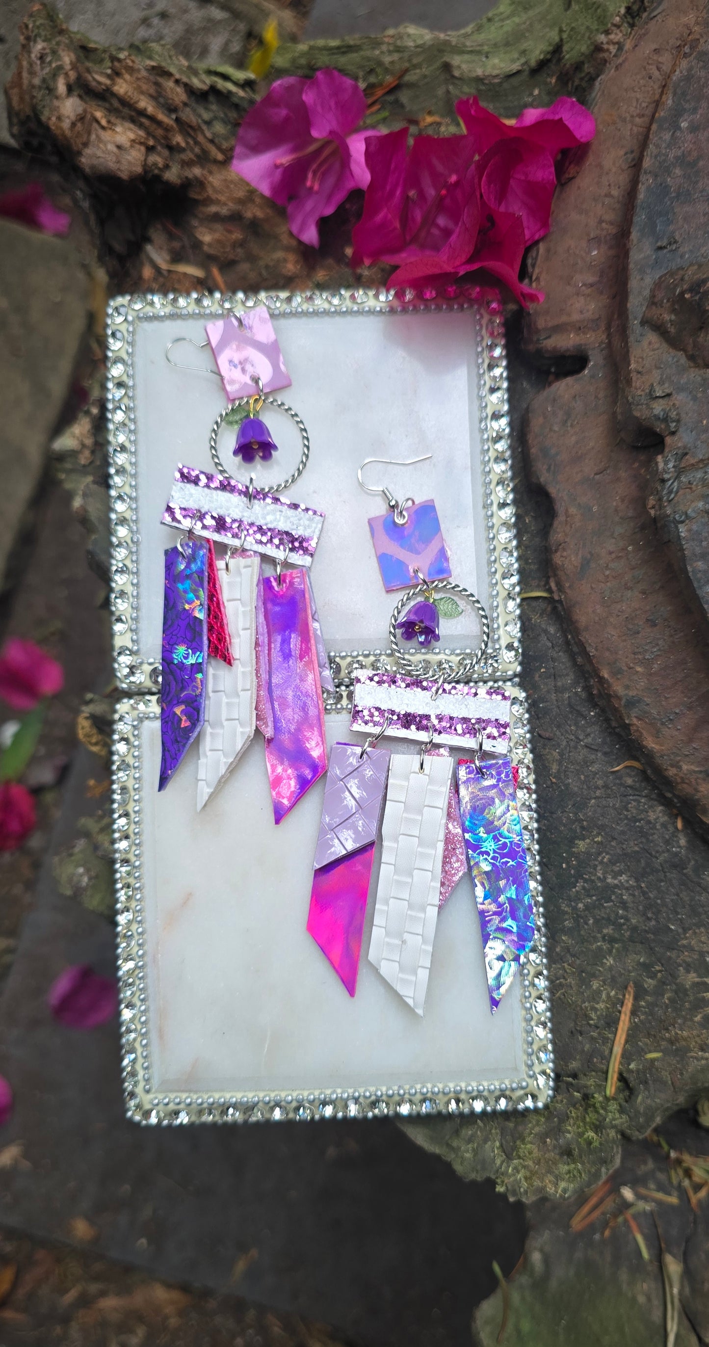 Melinda - Purple Pink Fringe Earrings