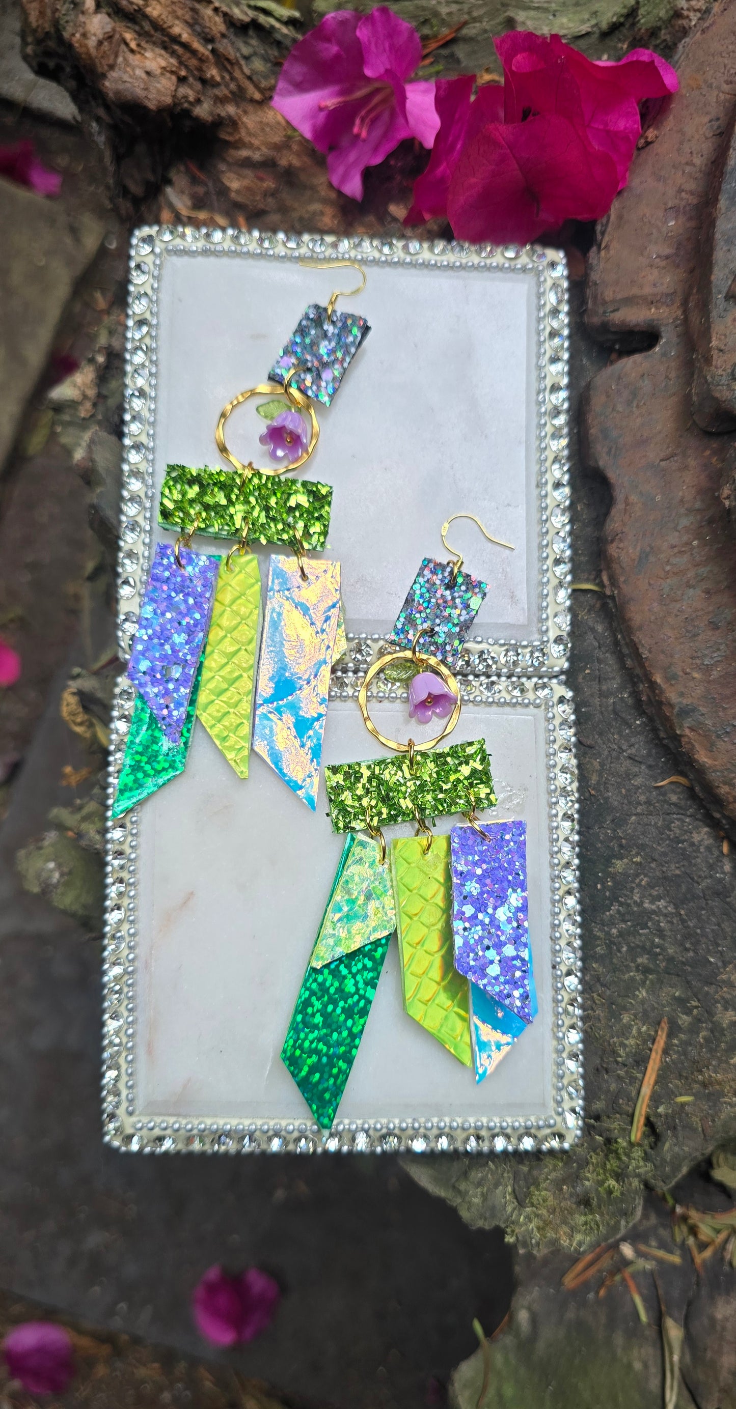 Trish - Green Pastel Fringe Earrings